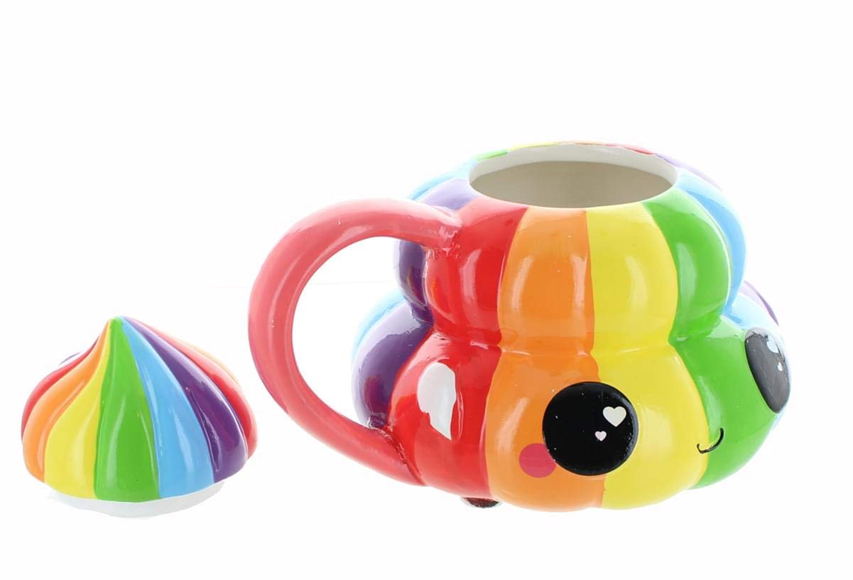 Seven20 Rainbow Emoji Coffee Mug 20oz - Funny Cute Poop Swirl Design with Lid - Ceramic Travel Mug for Kids & Adults - Perfect Gift for Office, Home & Dorm Use