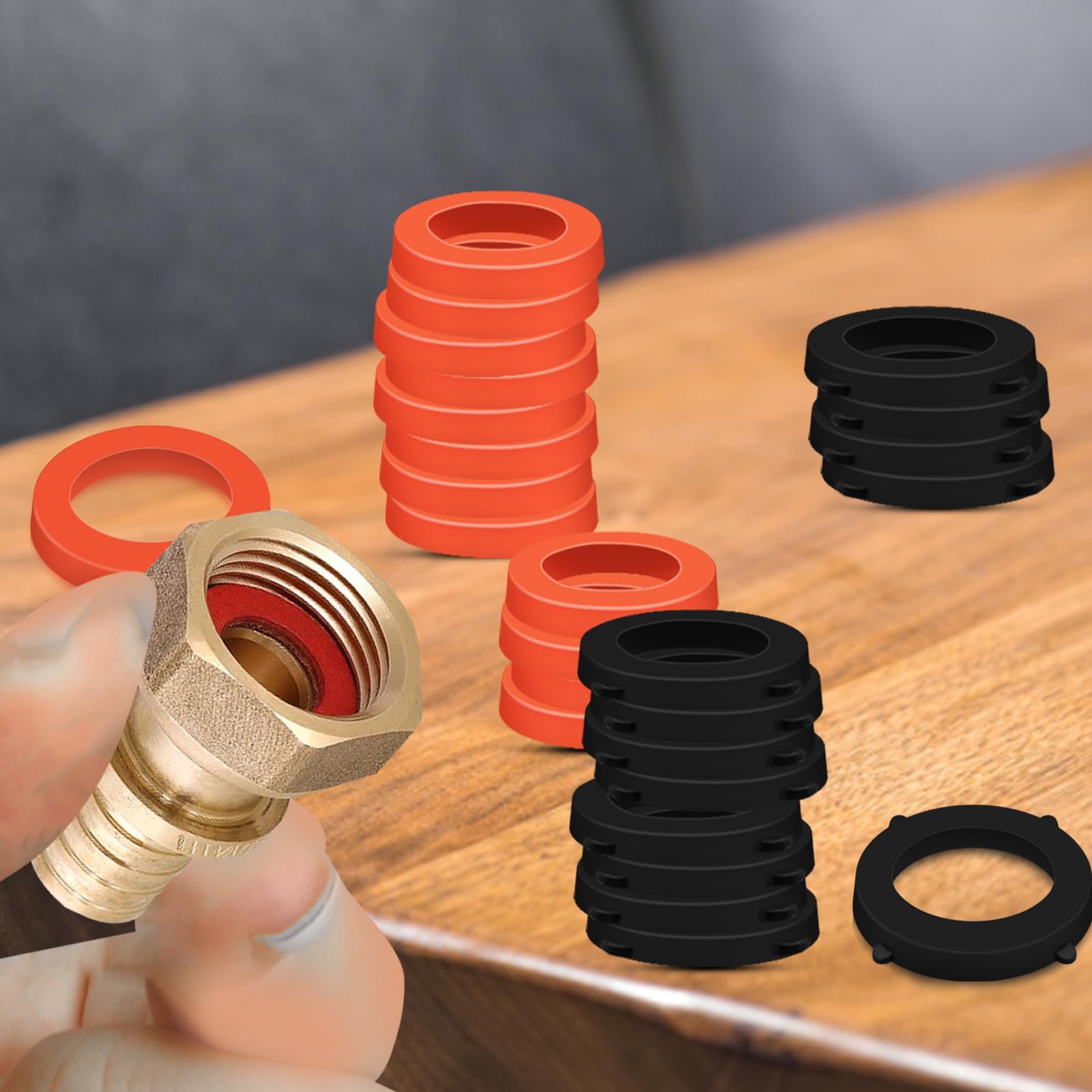 100Pcs Garden Hose Washers Gasket Set - 3/4 Inch Rubber Seals for Water Faucet & Hose Fittings (Red & Black) - Leak-Proof Replacement for Outdoor Faucets, Sprinklers & Irrigation Systems
