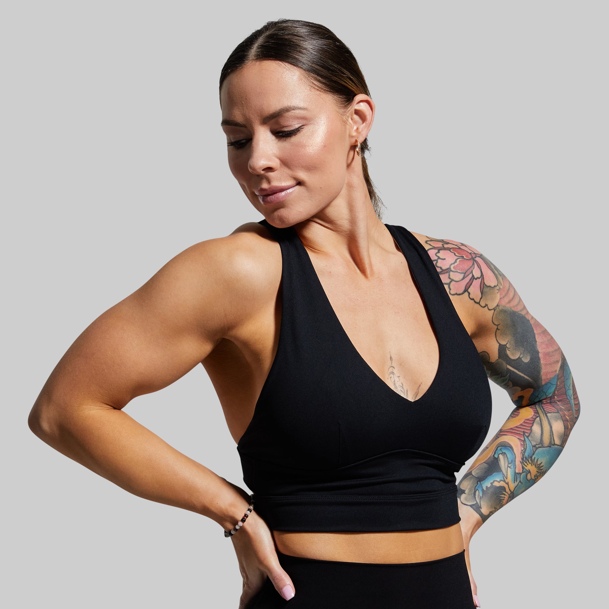 Double Cross Sports Bra for Women - High Impact Workout, Running, Gym - Breathable & Supportive - Black
