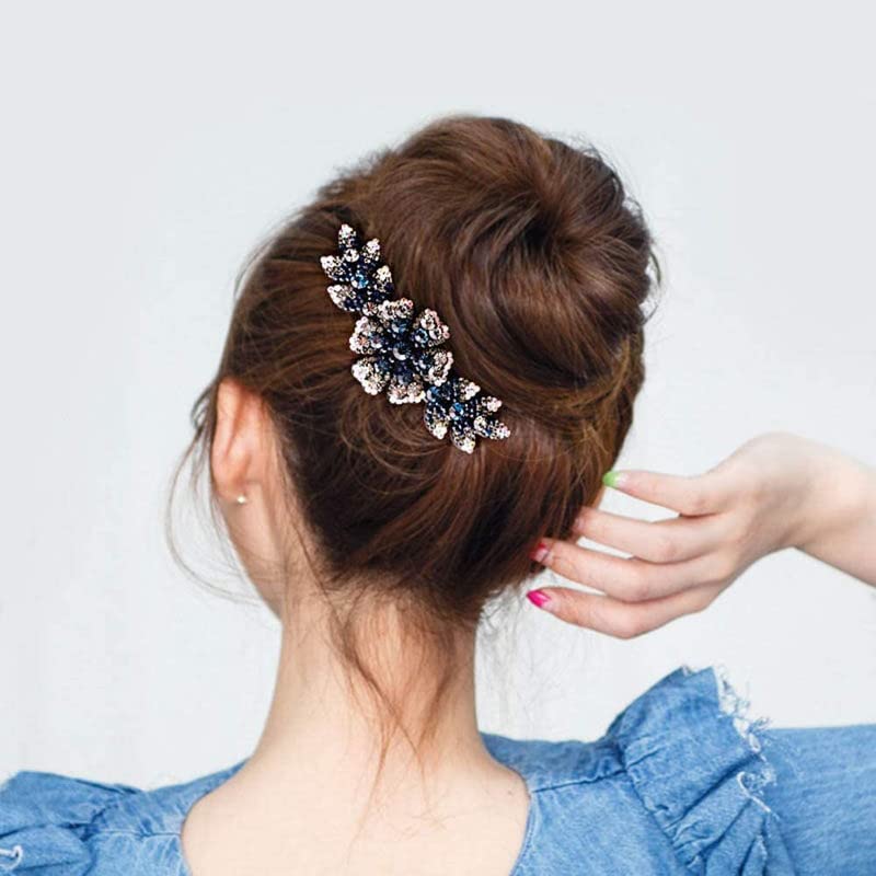 FAMEZA Rhinestone Flower Hair Comb Clip - Elegant Bridal Wedding Hair Accessories for Women, Multicolor (1 Piece) | Perfect for Brides, Prom, Parties & Special Occasions