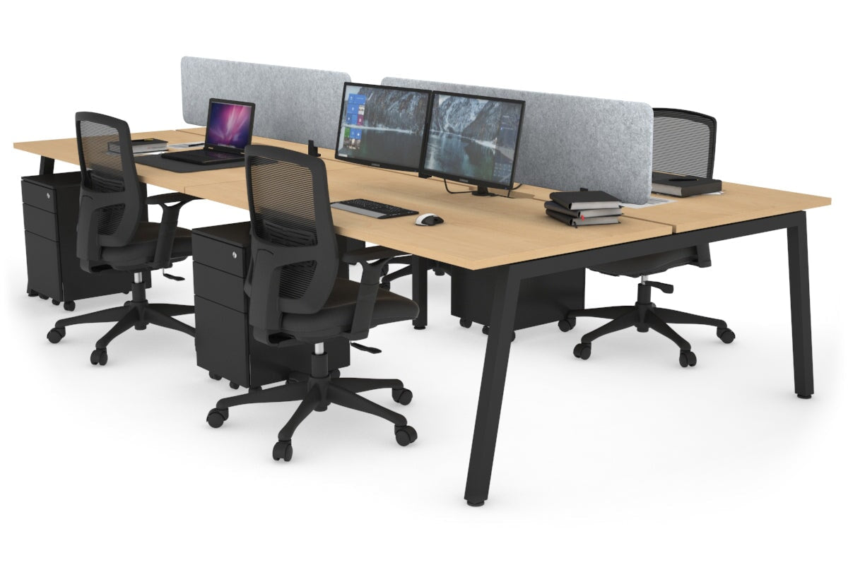 Quadro 4 Person Office Workstation Desk - 1400L x 800W with Cable Management - Perfect for Team Collaboration & Open Office Spaces