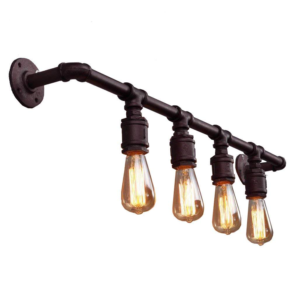 Vintage Industrial Wall Sconce Lights - 4 Head Tube Bar Counter Lighting Fixtures for Coffee House, Club, Loft & Home Decor | Perfect for Corridor, Balcony & Cabinet Lighting