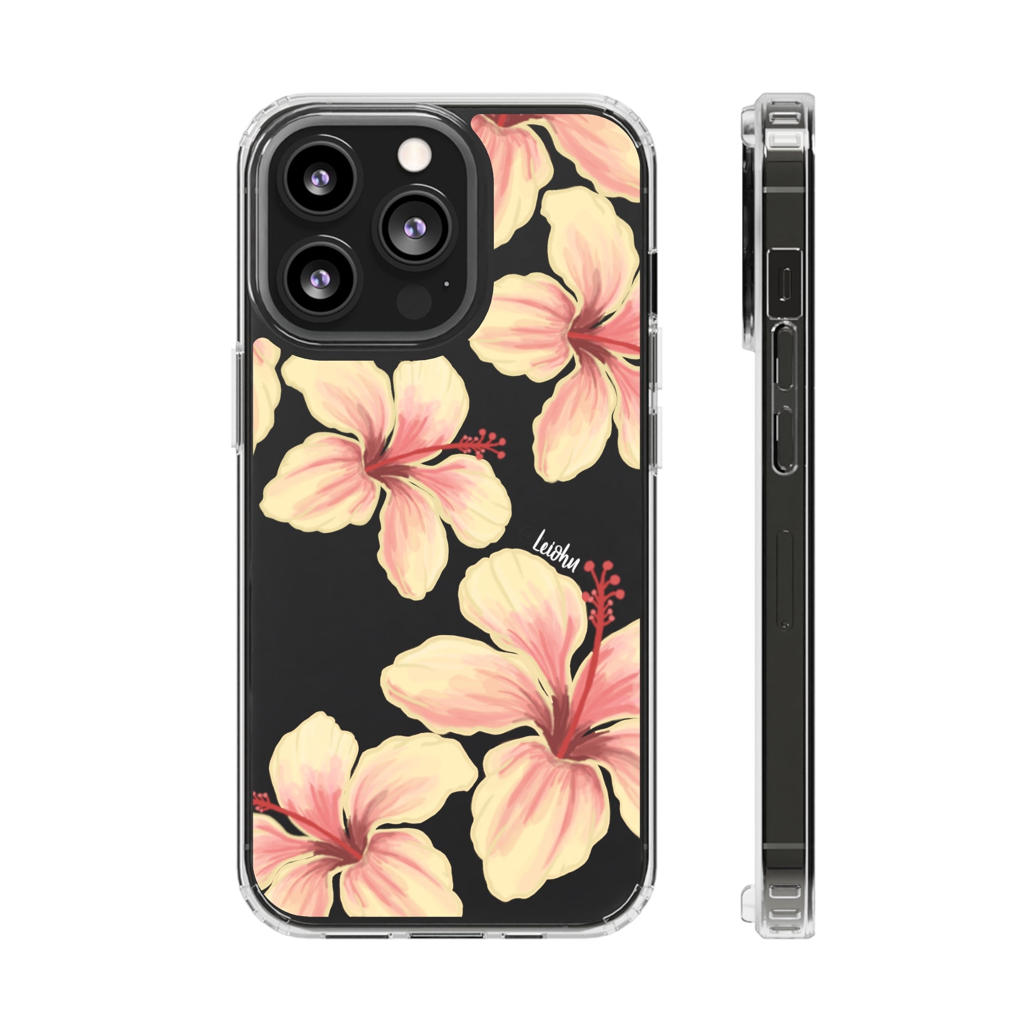 Premium Clear Hibiscus Ke'oke'o Phone Case - Shatterproof Protective Cover for iPhone & Samsung - Perfect for Beach, Travel & Everyday Use