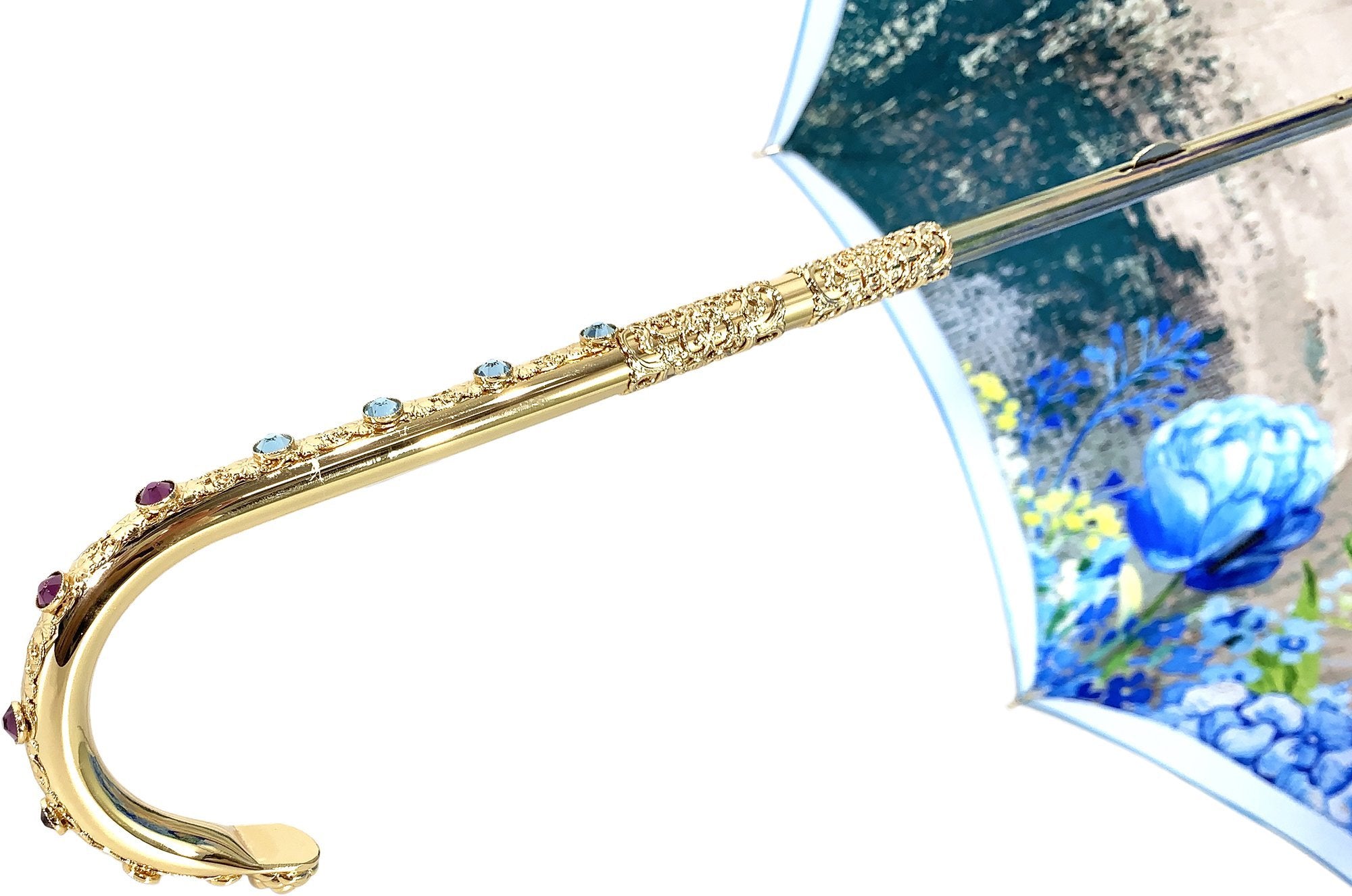 il Marchesato Luxury Peacock Umbrella - Elegant Handmade Italian Rain Umbrella for Women, Fashionable Waterproof Sun Protection Parasol - Perfect for Weddings, Outdoor Events & Stylish Everyday Use