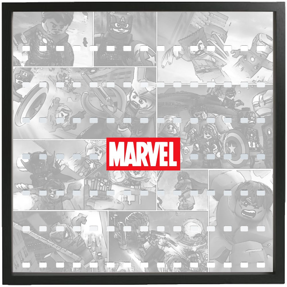 White Comic Large Frame for Lego® Marvel Super Heroes Minifigures - Display & Protect Your Collectible Minifigures - Perfect for Home Decor, Office Display & Gift Giving