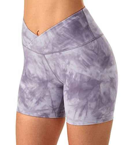 Soothfeel Women's High Waisted Biker Shorts with Cross Waist & Hidden Pockets - 5