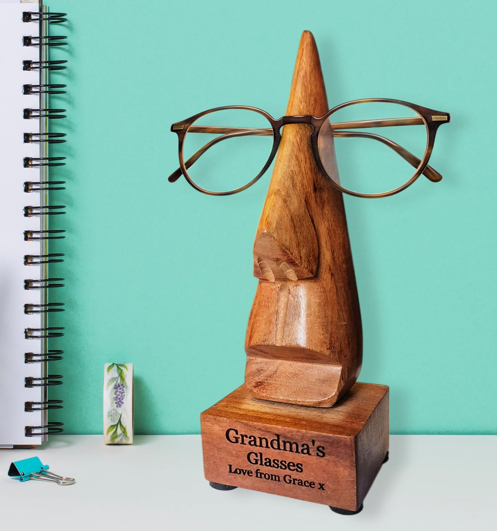 Personalized Wooden Glasses Stand Holder - Unique Gift for Women & Men - Perfect for Home & Office Use