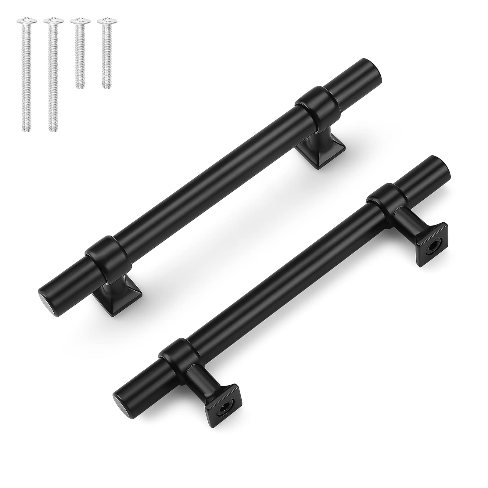 10 Pack Matte Black Cabinet Pulls - 4 Inch Stainless Steel T Bar Drawer Handles for Kitchen, Bathroom & Dresser - Durable Cabinet Hardware for Modern Home Decor
