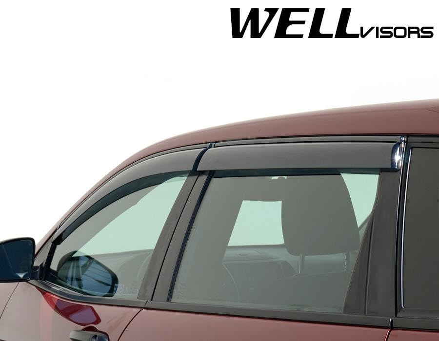 WellVisors Window Visors Wind Deflectors for Jeep Cherokee 2014-2022 | Black Trim Rain Guards | Weather Protection & Noise Reduction for Off-Road & Daily Driving
