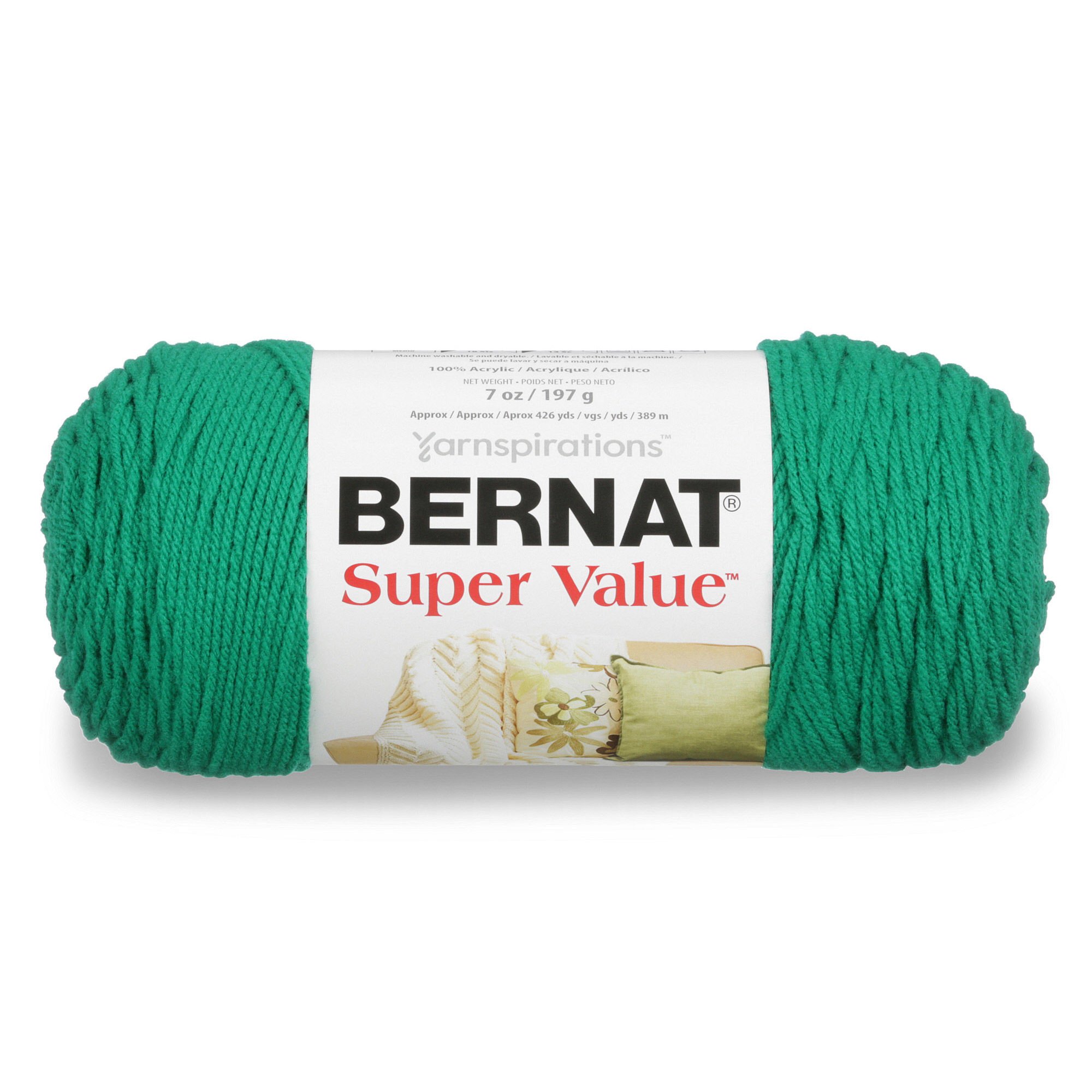 Bernat Super Value Yarn - 5 oz Kelly Green Knitting & Crochet Yarn Ball - Perfect for Scarves, Blankets & DIY Crafts