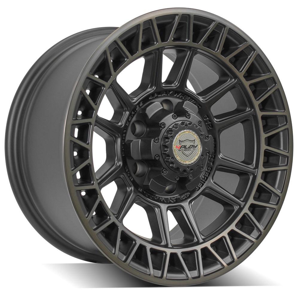 4Play Sport Series 4PS12 17x9.0 Inch Satin Machined Wheels with Bronze Accents - 6x135/6x139.7mm Bolt Pattern - 106.1mm Center Bore - Perfect for Off-Road Trucks & SUVs