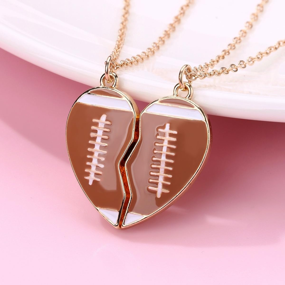Best Friend Necklace Set - Matching Magnetic Pendant for Couples, BFFs, Boys & Girls - Soccer, Football, Basketball Sports Theme Jewelry Gift for Valentine's Day, Anniversary & Friendship Moments