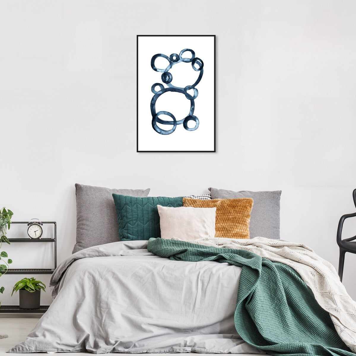 Bear Bubbles Canvas Wall Art - Modern Baby Bear Finger Painting Nursery Decor - White Framed Contemporary Print for Boys Bedroom - Perfect for Kids Room, Playroom & Nursery Decorations