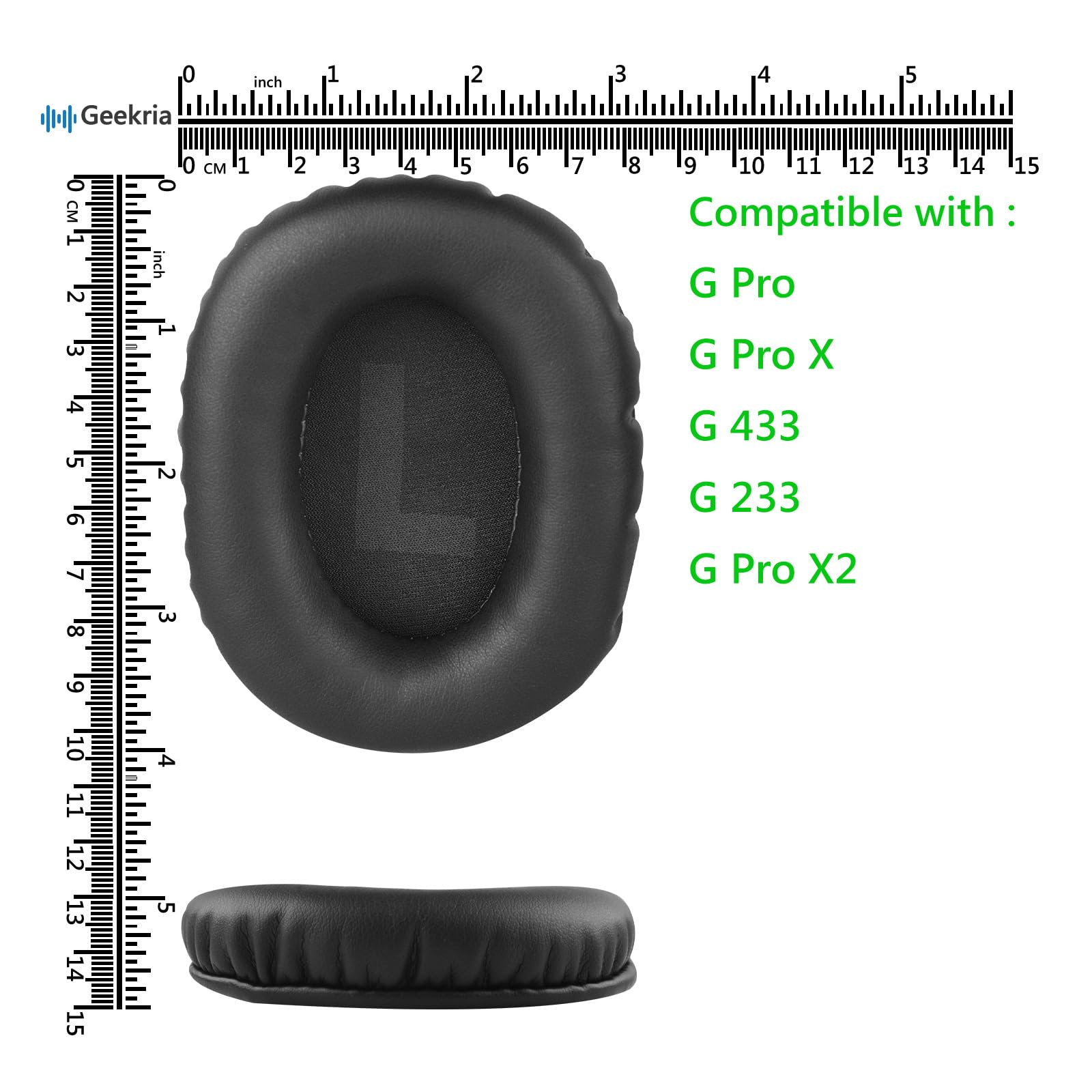 Geekria Replacement Ear Pads for Logitech G Pro, G Pro X, G433, G233, G Pro X 2 Headphones - Comfortable Memory Foam Ear Cushions & Repair Parts (Black) - Includes Video Installation Guide - Perfect for Gaming, Music, and Long Wear Comfort