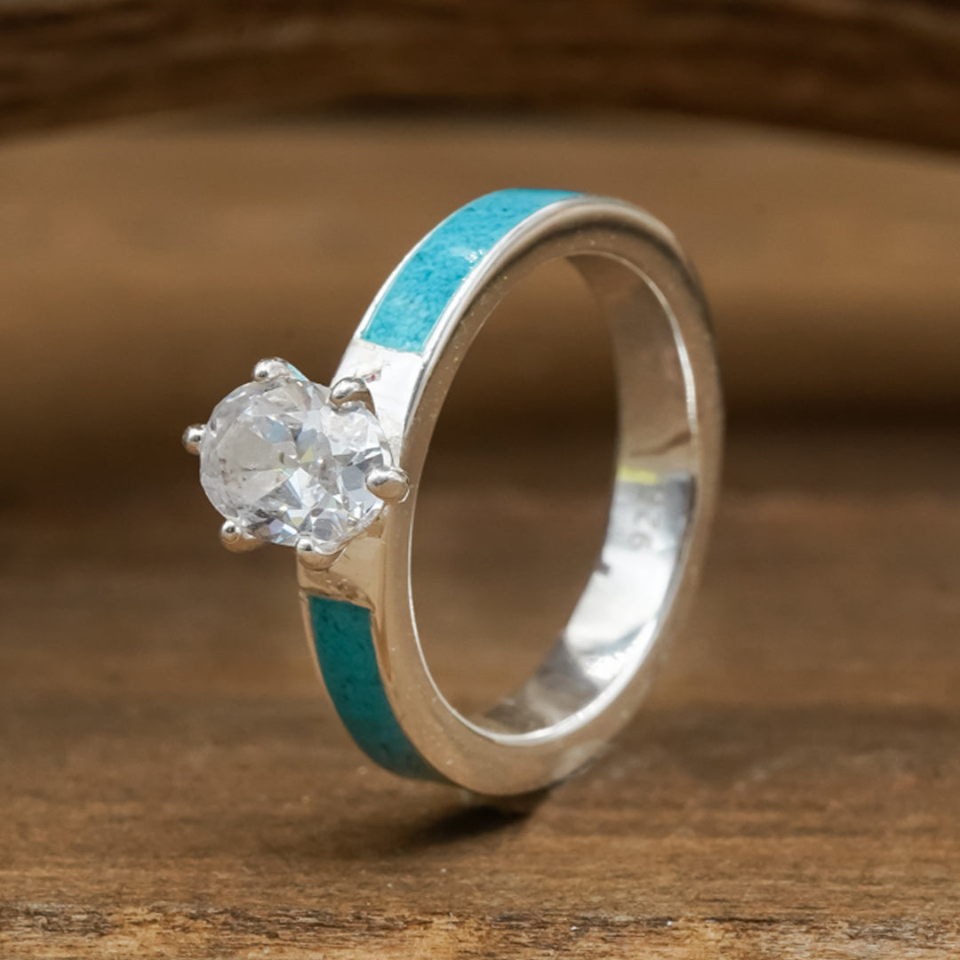 The Grand Adair Turquoise Inlay Ring - Handcrafted Sterling Silver Jewelry with Natural Gemstones | Perfect for Weddings, Anniversaries & Boho Fashion