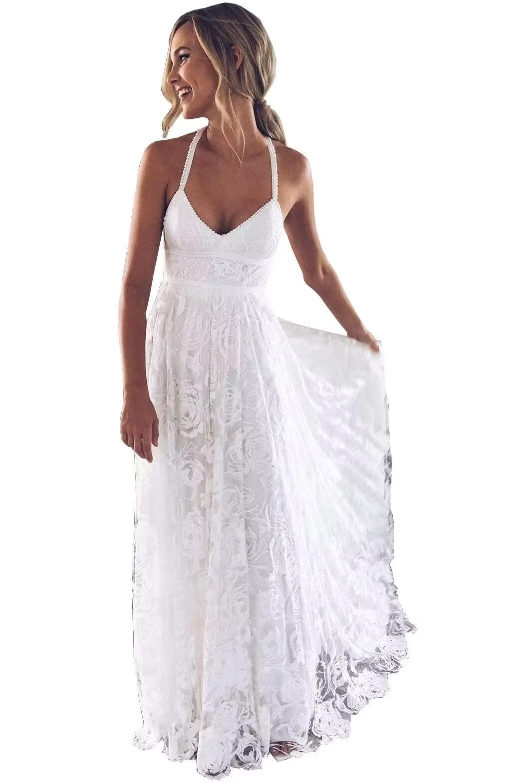 Elegant V-Neck Tulle Wedding Dress with Train | Bridal Gown for Women | Perfect for Church Ceremony, Beach Wedding & Formal Reception | HS13 Collection