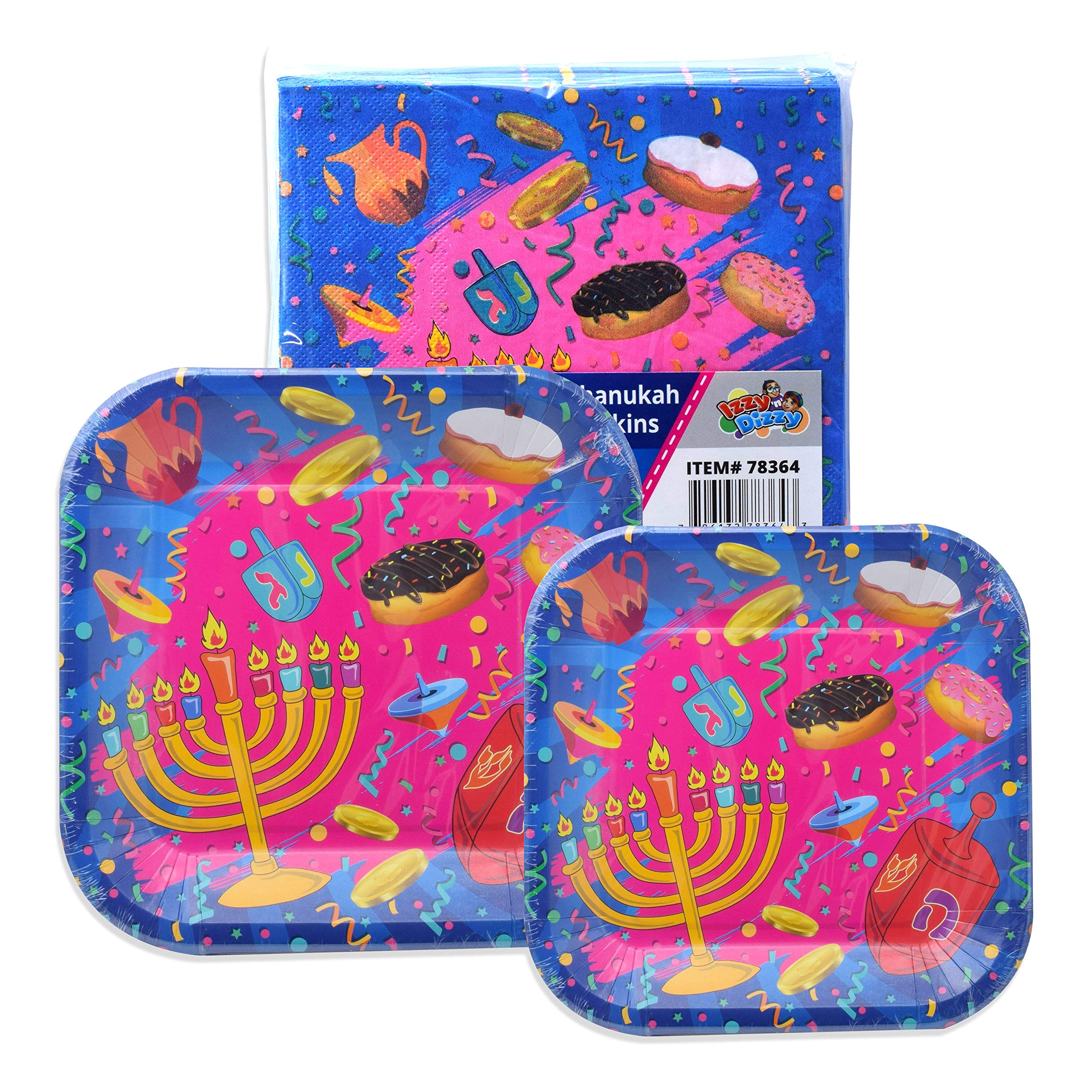 Hanukkah Party Supplies Set - 10 Small Plates & Napkins for Holiday Celebrations | Izzy 'n' Dizzy Premium Paper Goods for Jewish Festivals & Family Gatherings