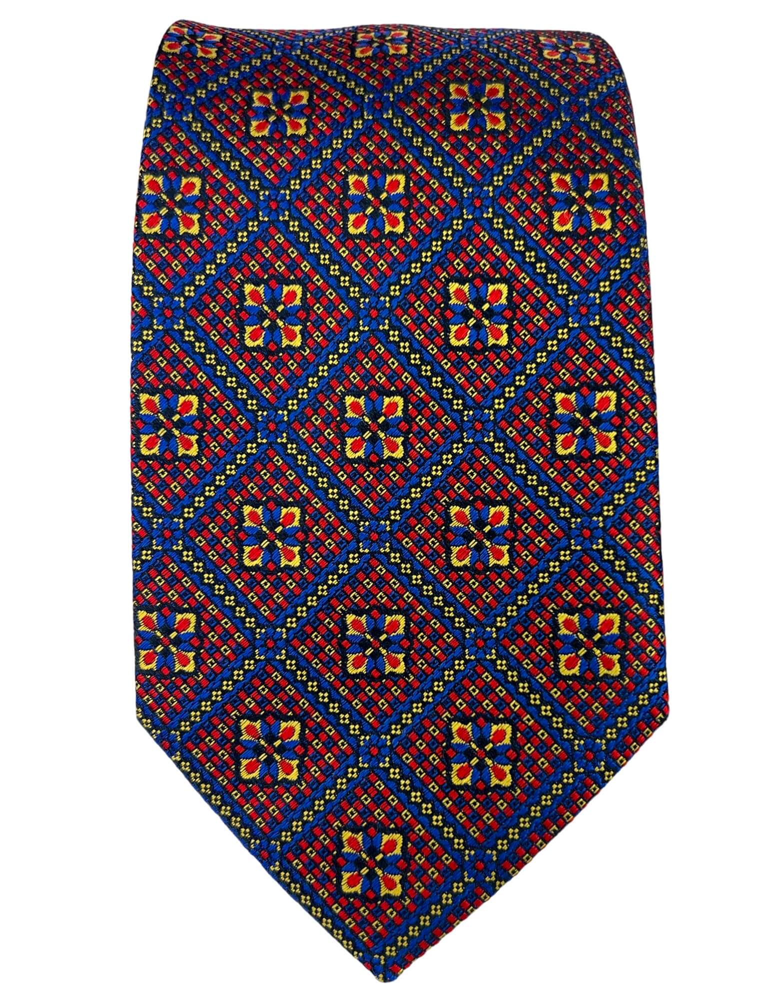 DÉCLIC Nuoro Red Patterned Necktie for Men - Stylish Silk Tie for Business, Weddings & Formal Events