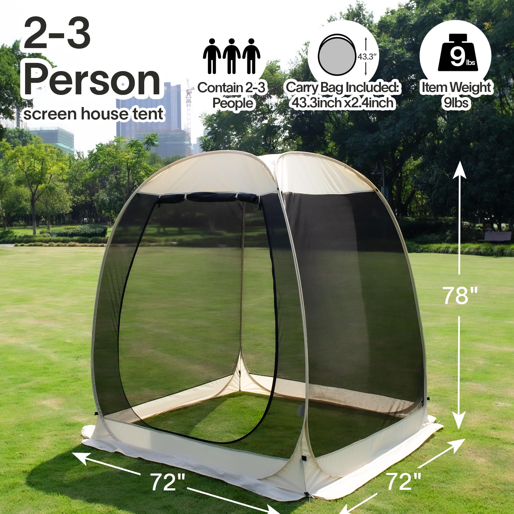 Alvantor 6-15 Person Pop Up Screen House Gazebo with Mosquito Netting - Instant UV Resistant Sun Shelter for Garden, Patio, Backyard - Perfect for Camping, Picnics & Outdoor Gatherings
