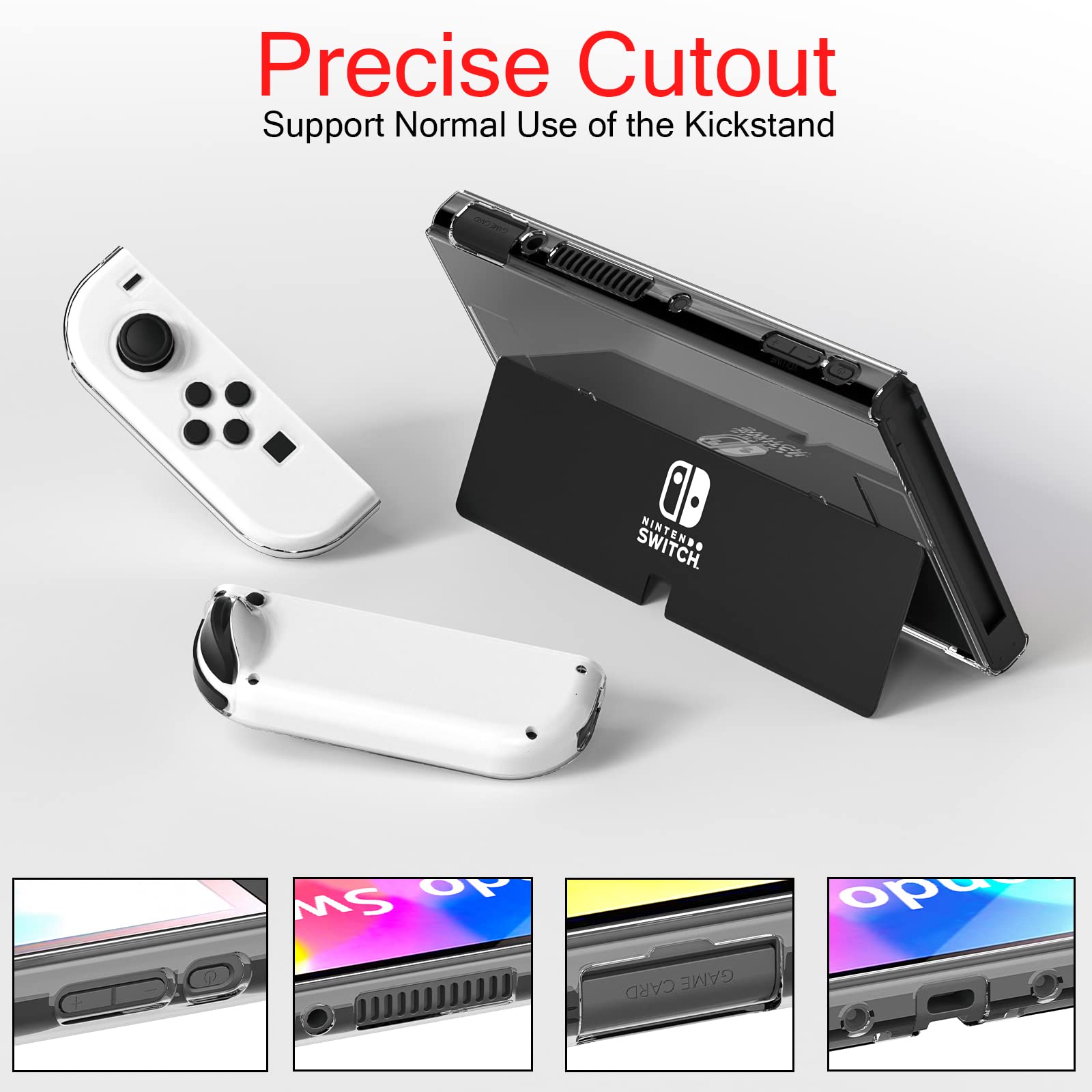 Premium Nintendo Switch OLED Model 2021 Protective Case - Shockproof Dockable Hard PC Shell with Soft TPU Joy-Con Covers | Clear Transparent Design | Perfect for Gaming, Travel & Home Entertainment