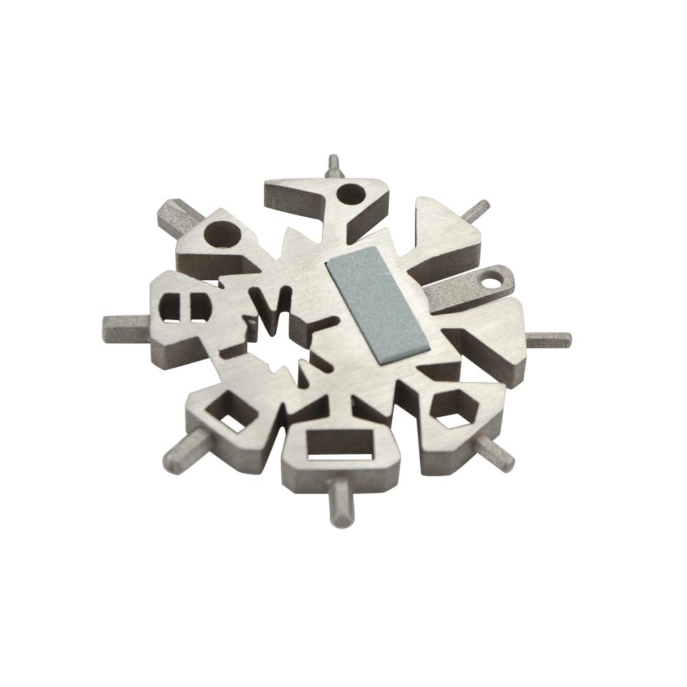 21-in-1 Multi-Tool Wrench Keychain - Stainless Steel Snowflake Design with Bottle Opener & Flat/Phillips Screwdrivers - Perfect for Outdoor Camping, Hiking, Emergency Kits & Everyday Carry (EDC)