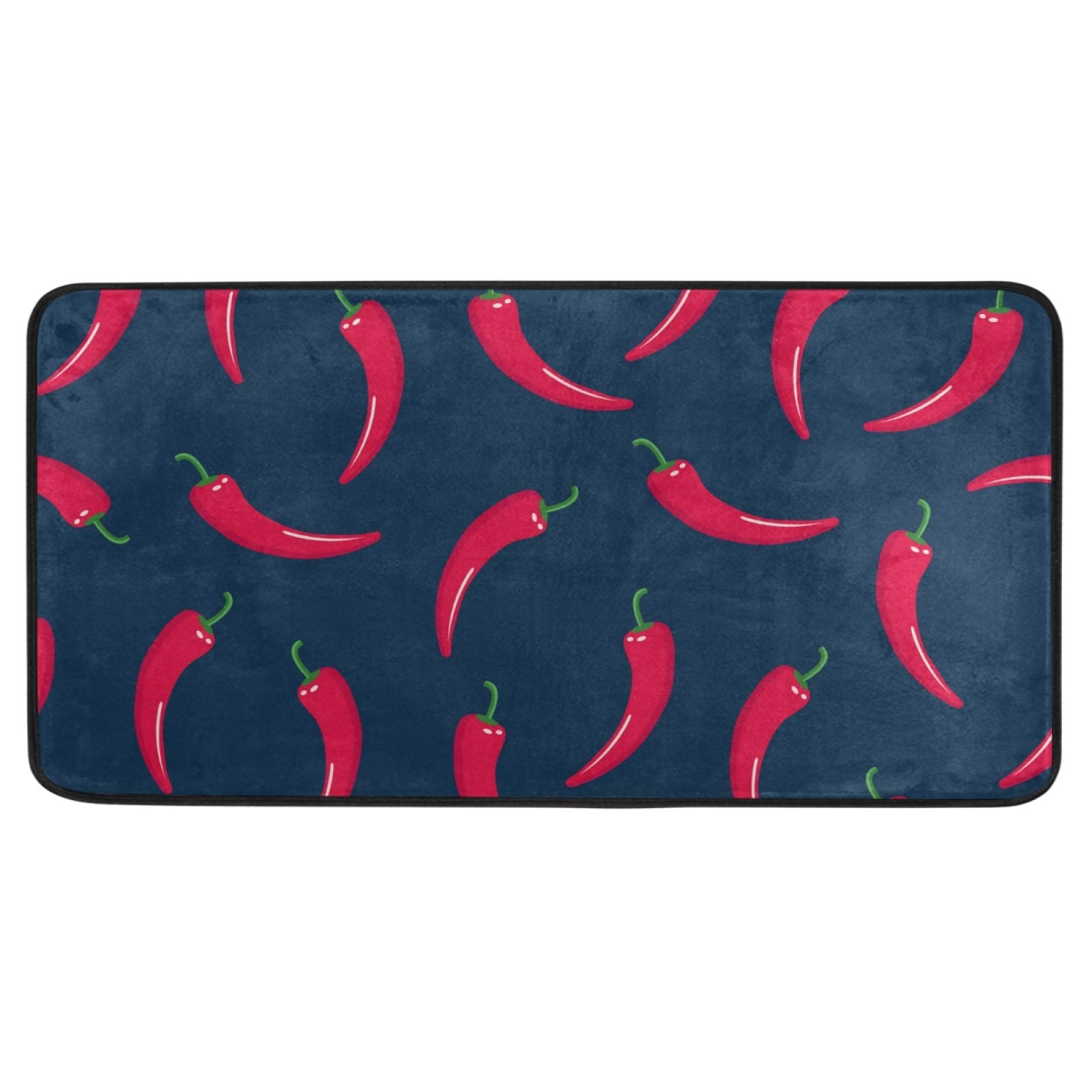 Susiyo Anti-Fatigue Kitchen Mat - Non-Slip, Oil-Resistant Red Hot Chili Design Floor Rug - Easy to Clean Comfort Mat for Kitchen, Bathroom, Indoor & Outdoor Use - Perfect for Cooking Areas, Entryways and High-Traffic Spaces