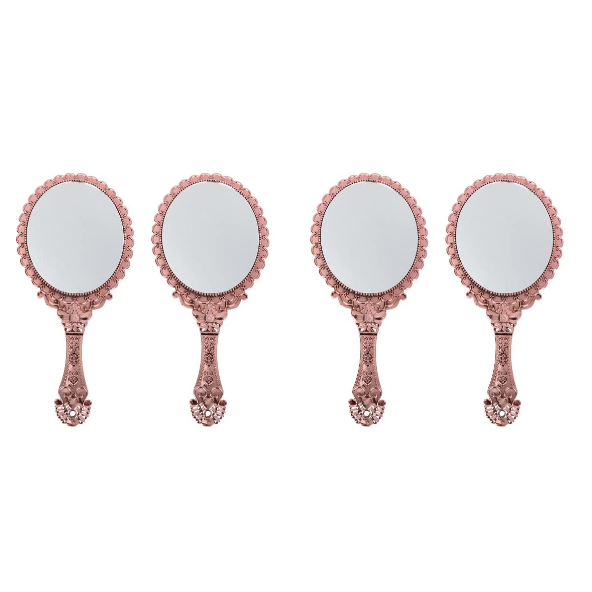 FRCOLOR Vintage Handheld Makeup Mirror Set of 4 - Portable Travel Cosmetic Mirror for Women, Compact Wallet-Sized Mirror with Retro Design - Perfect for Purse, Travel, Home Vanity & Touch-Ups