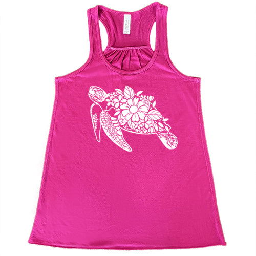Floral Turtle Print T-Shirt for Women - Cute Summer Casual Top for Beach, Vacation & Everyday Wear