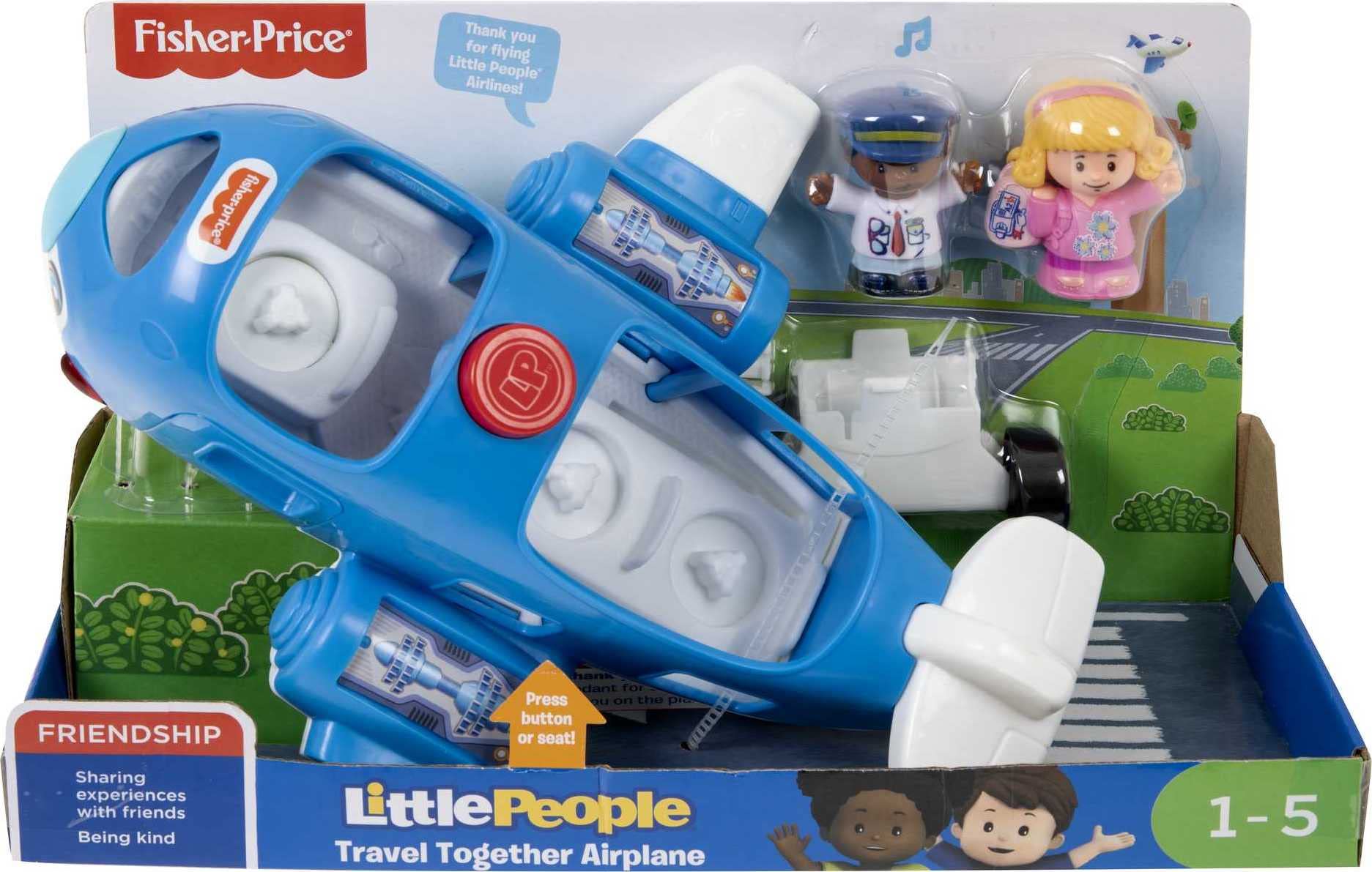 Fisher-Price Little People Airplane Toy with Lights, Music & 2 Figures - Interactive Pretend Play Airplane for Toddlers | Travel Toy for Kids, Perfect for Home & Airplane Role Play