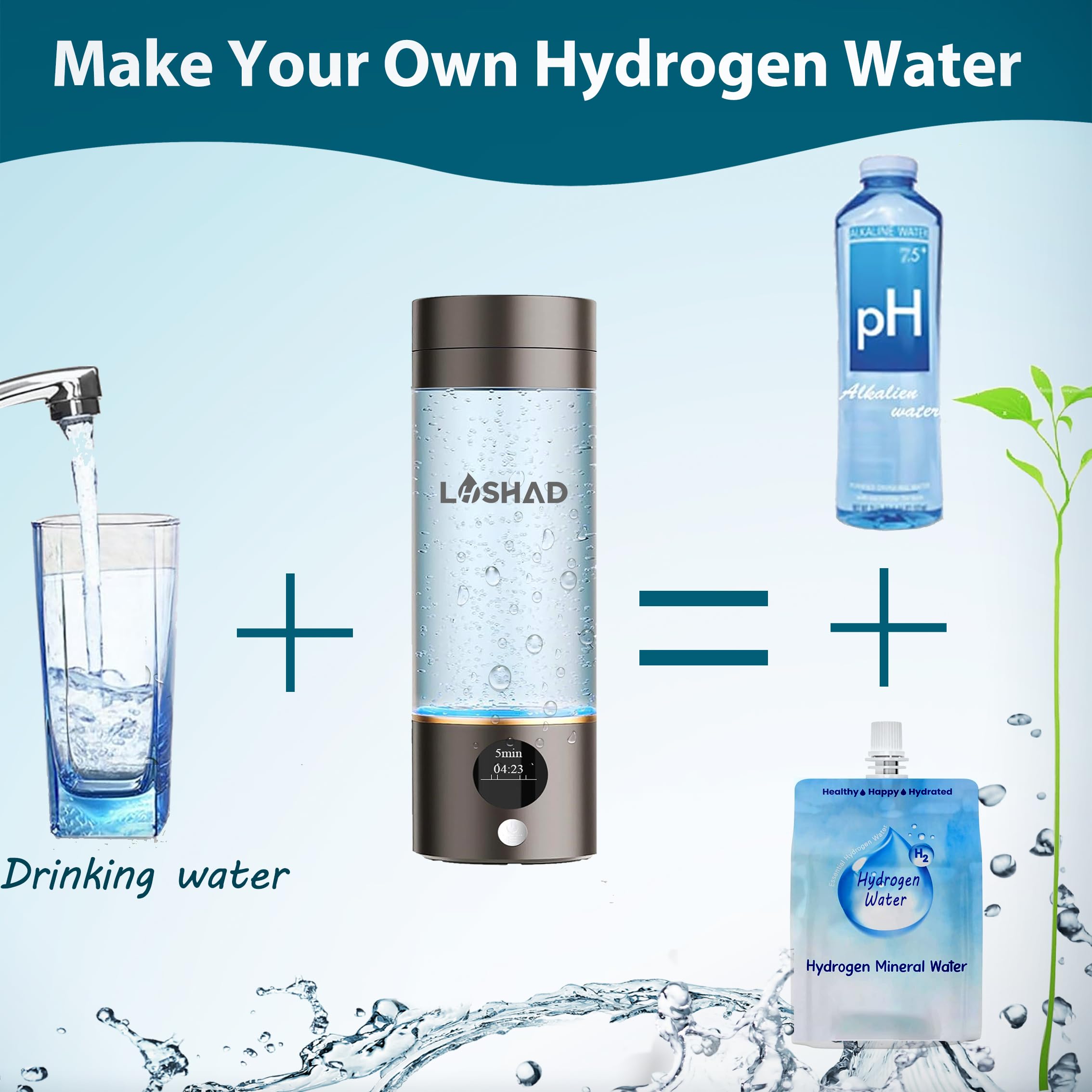2024 SPE/PEM Hydrogen Water Bottle Generator - Portable Hydropure Water Maker for Healthy Hydration | Perfect for Gym, Travel & Daily Wellness by Gary Brecka