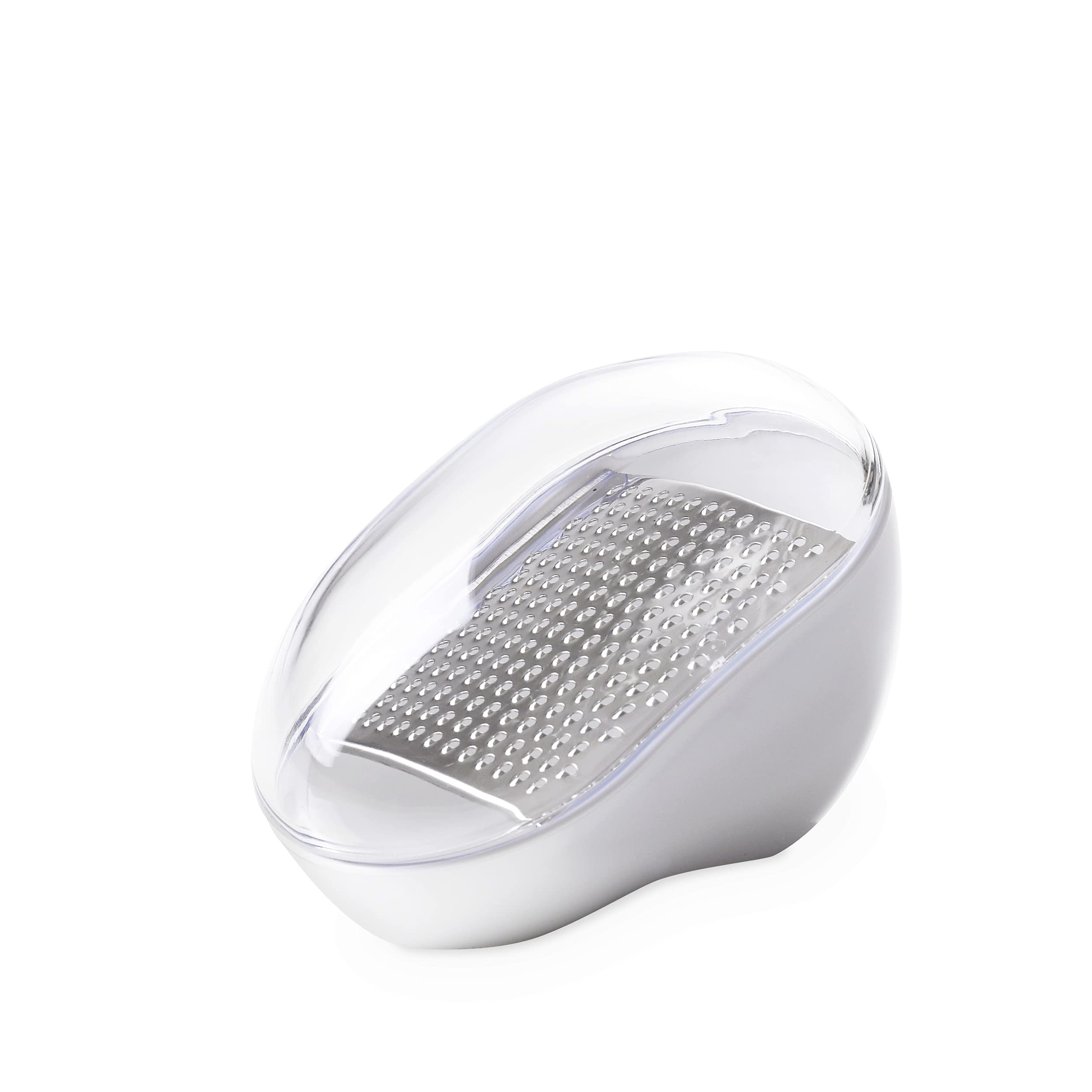 Omada Unique Small Cheese Grater with Storage Container & Domed Lid - Acrylic Casing & Stainless Steel Grater - Dishwasher Safe, BPA Free - Perfect for Kitchen, Camping & Travel Use