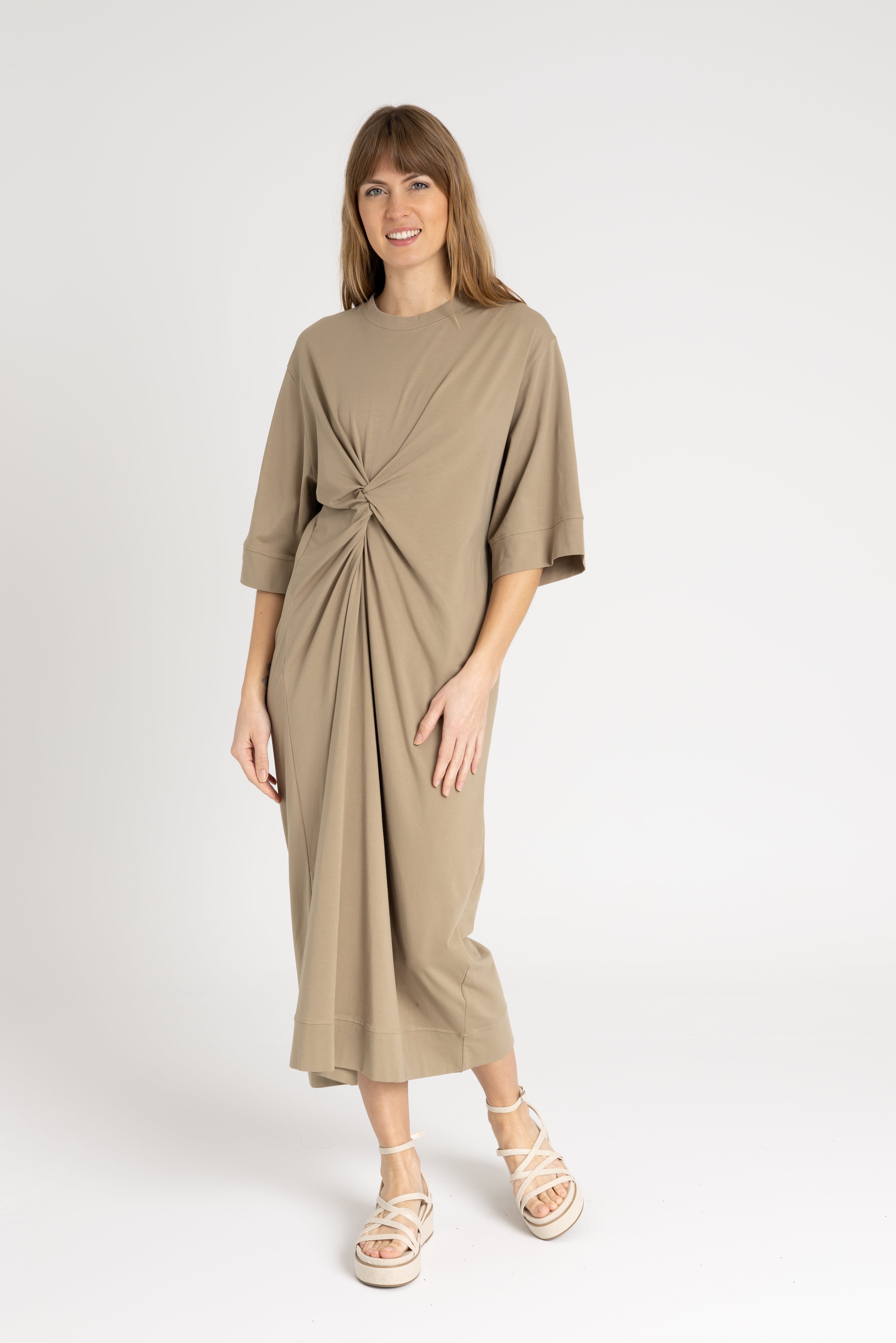 Olive Green Tie Knot Maxi Dress - Elegant Flowy Long Dress for Women, Perfect for Weddings, Parties & Special Occasions