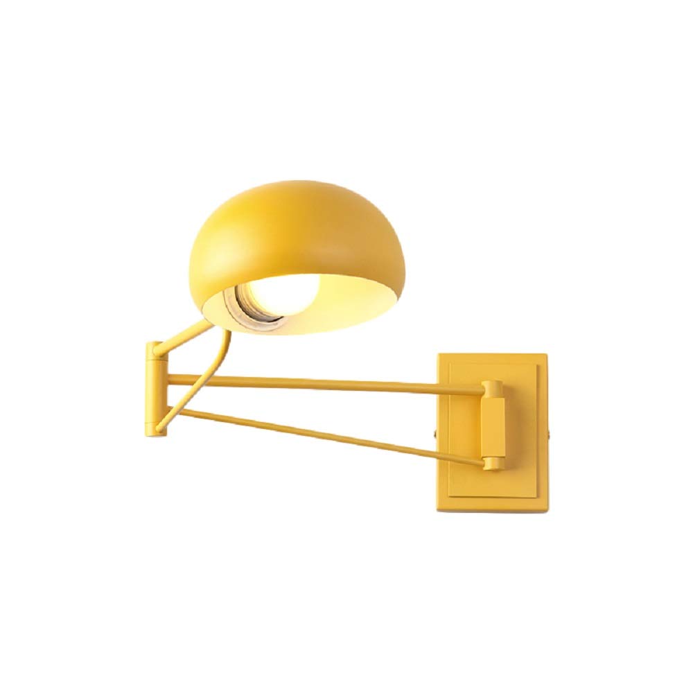 Macron Dome Swing Arm Wall Lamp - Metallic Single Bulb Wall Light for Living Room, Bedroom, Study & Corridor - Adjustable Yellow Wall Sconce for Reading & Ambient Lighting