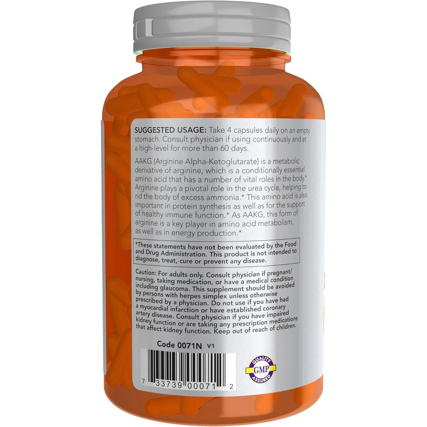 NOW Sports AAKG 2200 Supplement - Nitric Oxide Booster for Muscle Growth & Performance - Pre Workout & Post Workout Support for Athletes & Bodybuilders