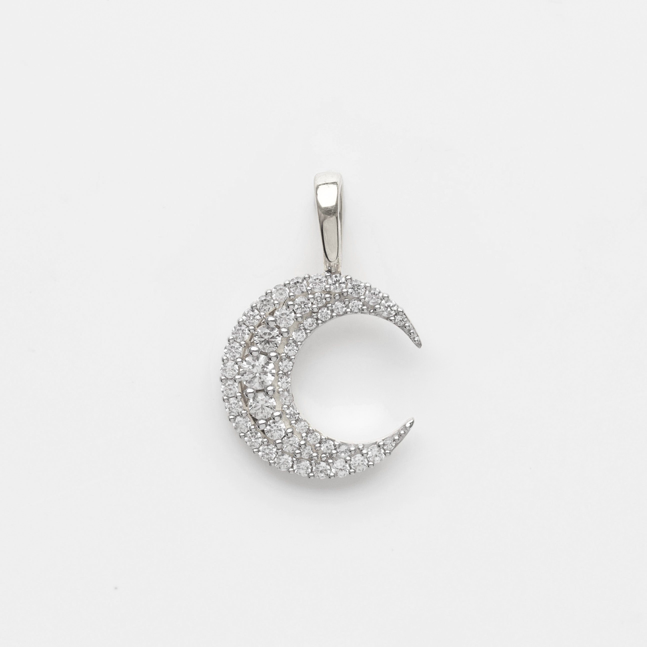 Louise Thompson Lucky New Moon Charm Pendant - Silver Moon Phase Jewelry for Women - Perfect for Gift Giving, Spiritual Healing & Positive Energy