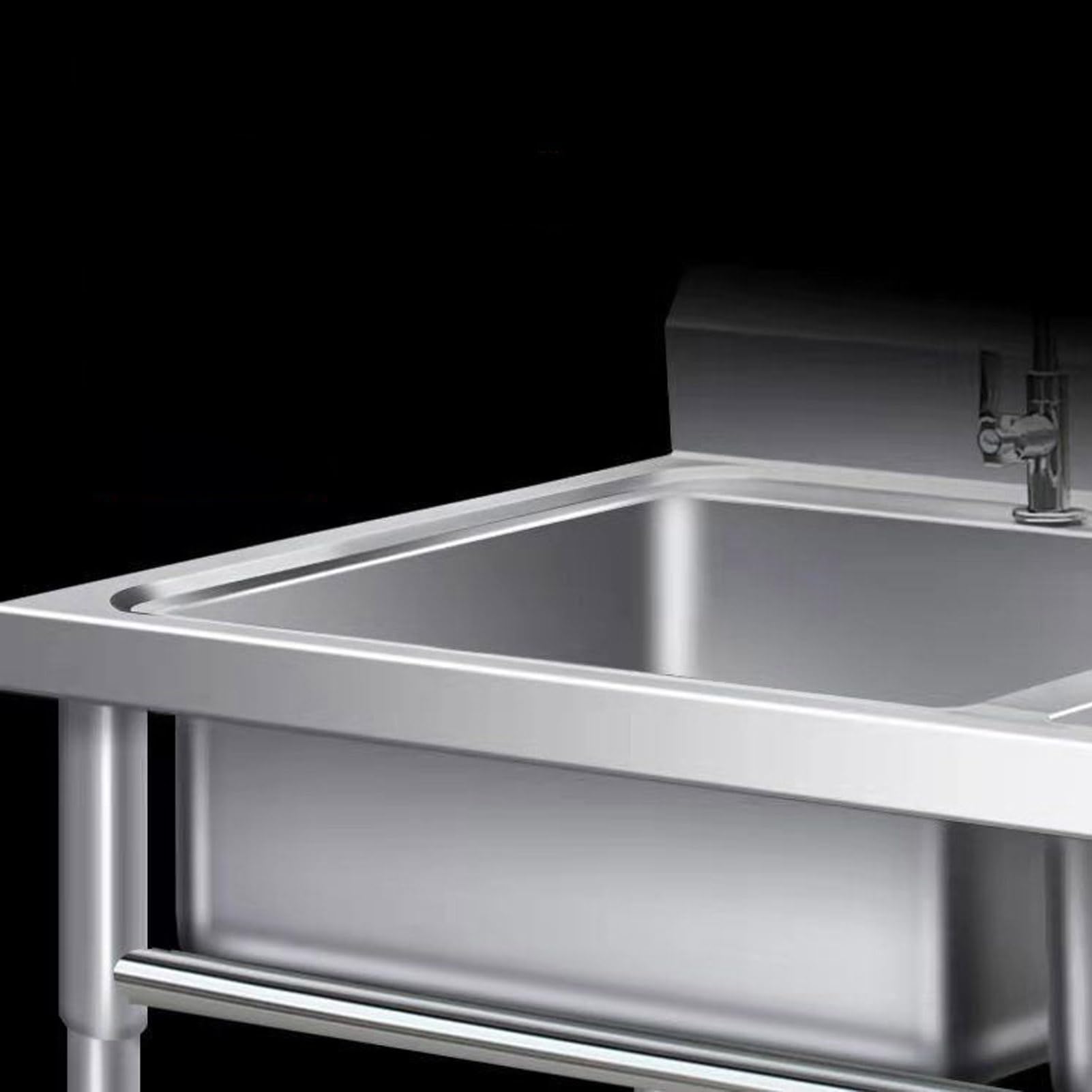 304 Stainless Steel Kitchen Utility Sink with Faucet - 1 Compartment Portable Sink for Restaurant, RV, Camping - Indoor & Outdoor Use (47.2