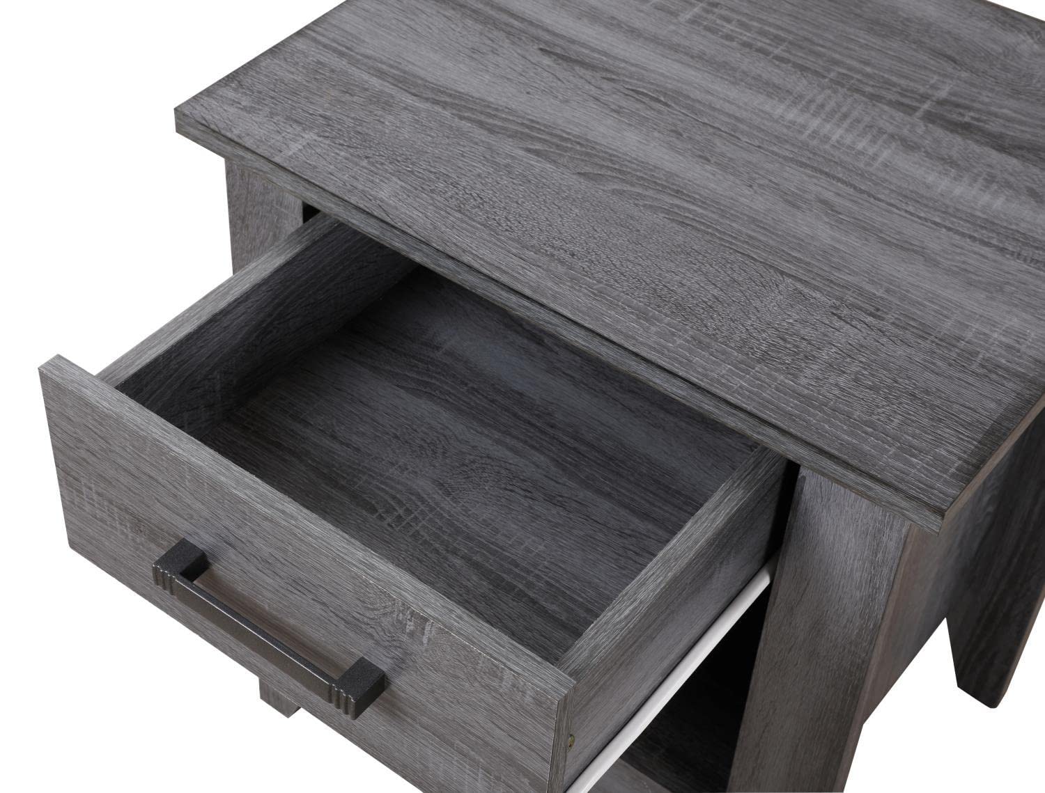 Lennox 1-Drawer Gray Nightstand - Compact End Table for Bedroom, Living Room & Home Office (24