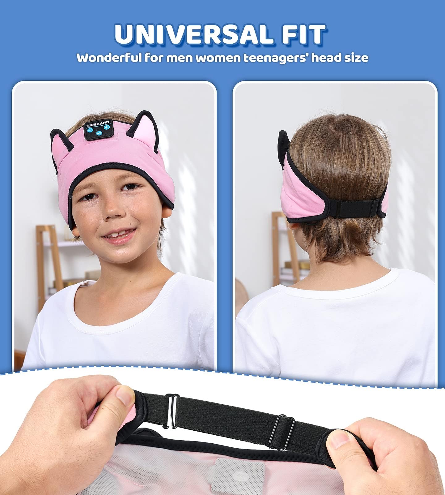 KIDSBAND Bluetooth Headphones for Kids - Wireless & Wired 3.5mm Jack, Foldable Cat Ear Design for Girls & Boys, Volume Limited Safe Headset for School, Travel, Airplane, Kindle, Tablet & Cellphone Use