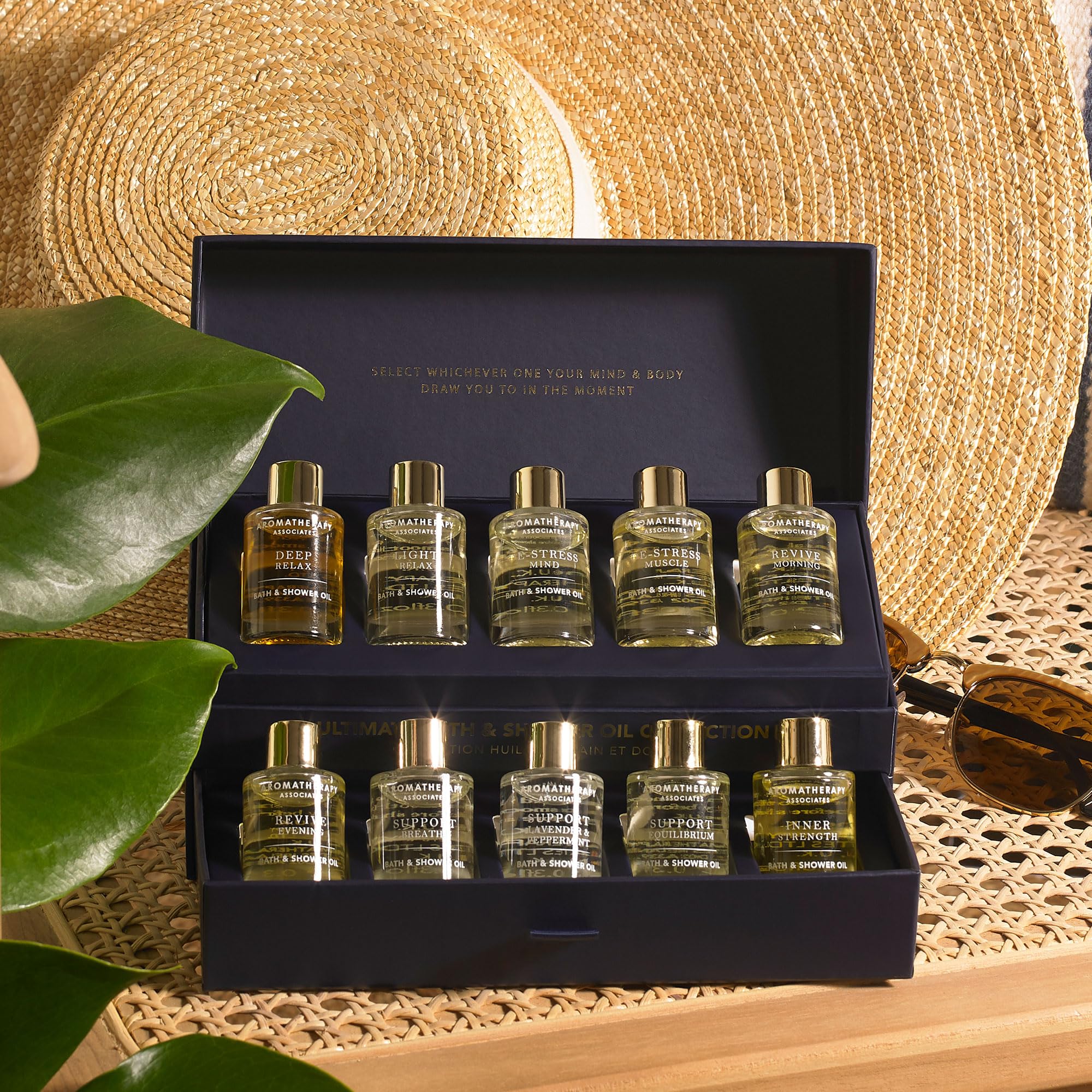 **Aromatherapy Associates Essential Oil Blends for Dry Skin - Hydrating Body Oil for Men & Women, Luxury Shower Oil for Daily Aromatherapy Bath & Body Care, 10 Pack (0.30 fl oz Each) - Perfect for Relaxation, Spa Nights & Gift Giving**
