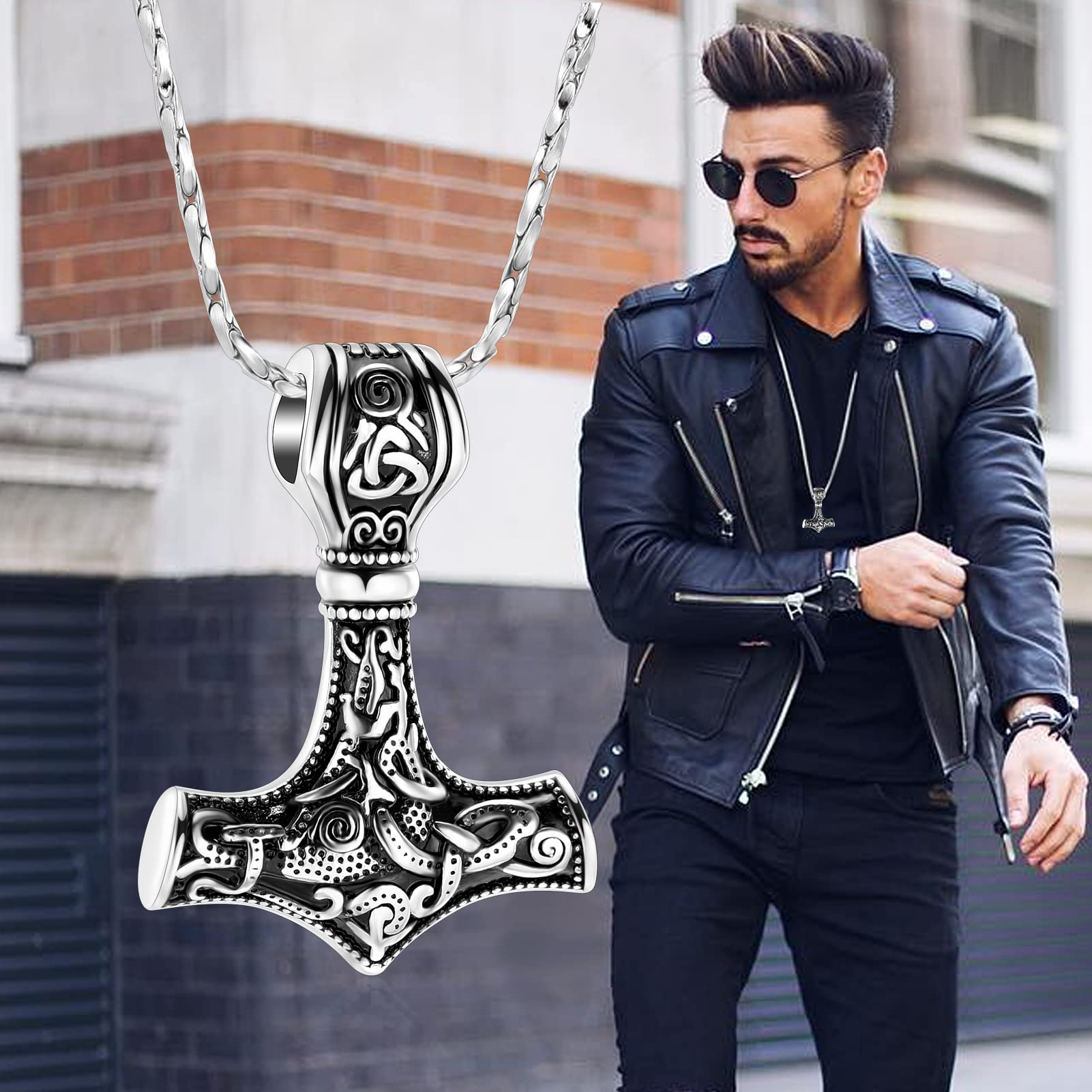Mjolnir Thor's Hammer Cremation Jewelry Pendant - Memorial Ash Urn Necklace for Men & Women - Mini Keepsake Urn for Ashes - Perfect for Viking-Themed Memorials & Norse Tribute Gifts