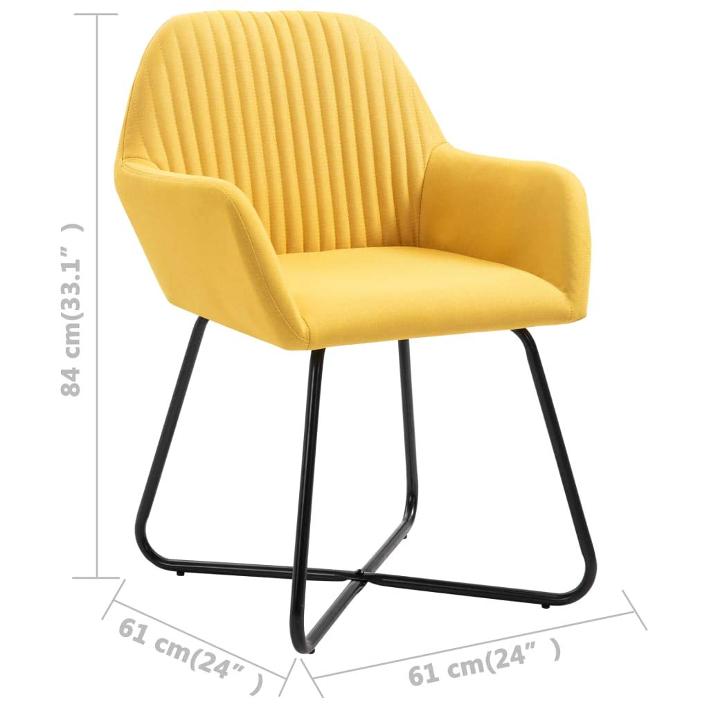 2 Pack Yellow Fabric Dining Chairs - Modern Comfortable Kitchen Chairs Set for Dining Room, Living Room, Bedroom & Restaurant | Perfect for Family Gatherings & Home Decor