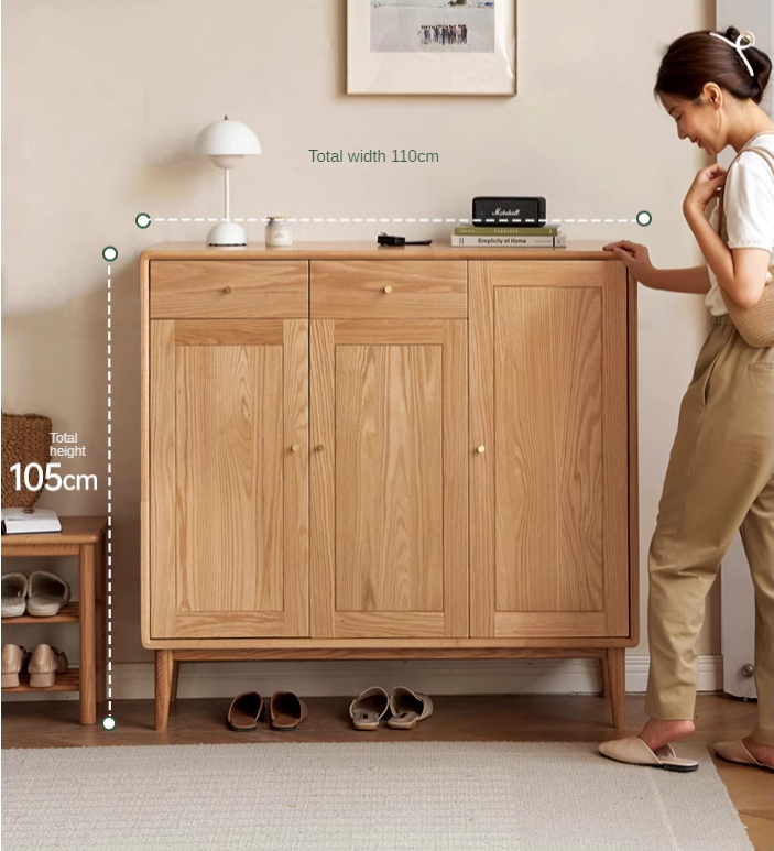 **Solid Oak Wood Shoe Storage Cabinet - Organize Shoes, Boots & Accessories | Perfect for Entryway, Bedroom & Closet Organization**