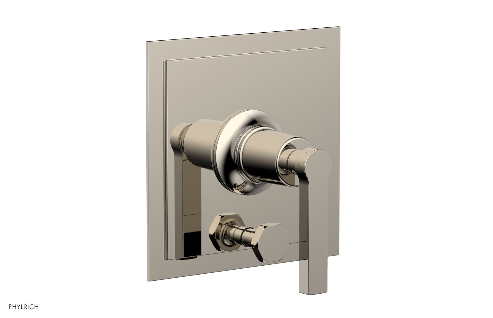 HEX MODERN Pressure Balance Shower Plate with Diverter and Handle Trim Set 4 102 - Chrome Finish Bathroom Fixture for Spa-Like Shower Experience