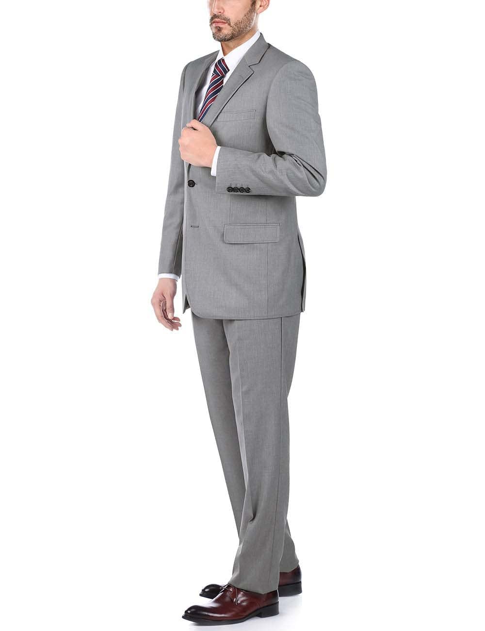 Premium 100% Wool Business Suit for Men - Classic Regular Fit Solid Color Blazer & Pants Set - Perfect for Office Wear, Job Interviews & Formal Occasions