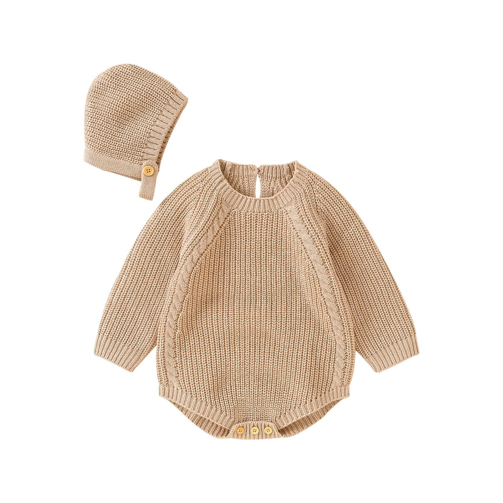 Newborn Baby Girl & Boy Knit Sweater Romper - Neutral Color One-Piece Bodysuit Pullover for Fall & Winter | Cozy Outfit for Photoshoots, Family Gatherings & Daily Wear