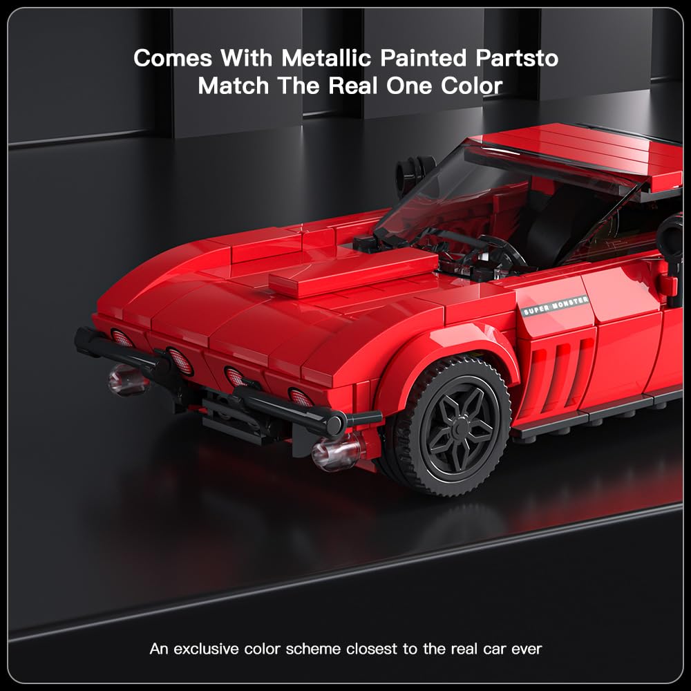 Mould King 27034 Speed Champion Super Car Building Kit - 332PCS Classic Chevy Race Car Model with Acrylic Display Case - STEM Toys for Adults & Kids 8+ - Perfect for Collectors, Gifts, and Creative Play