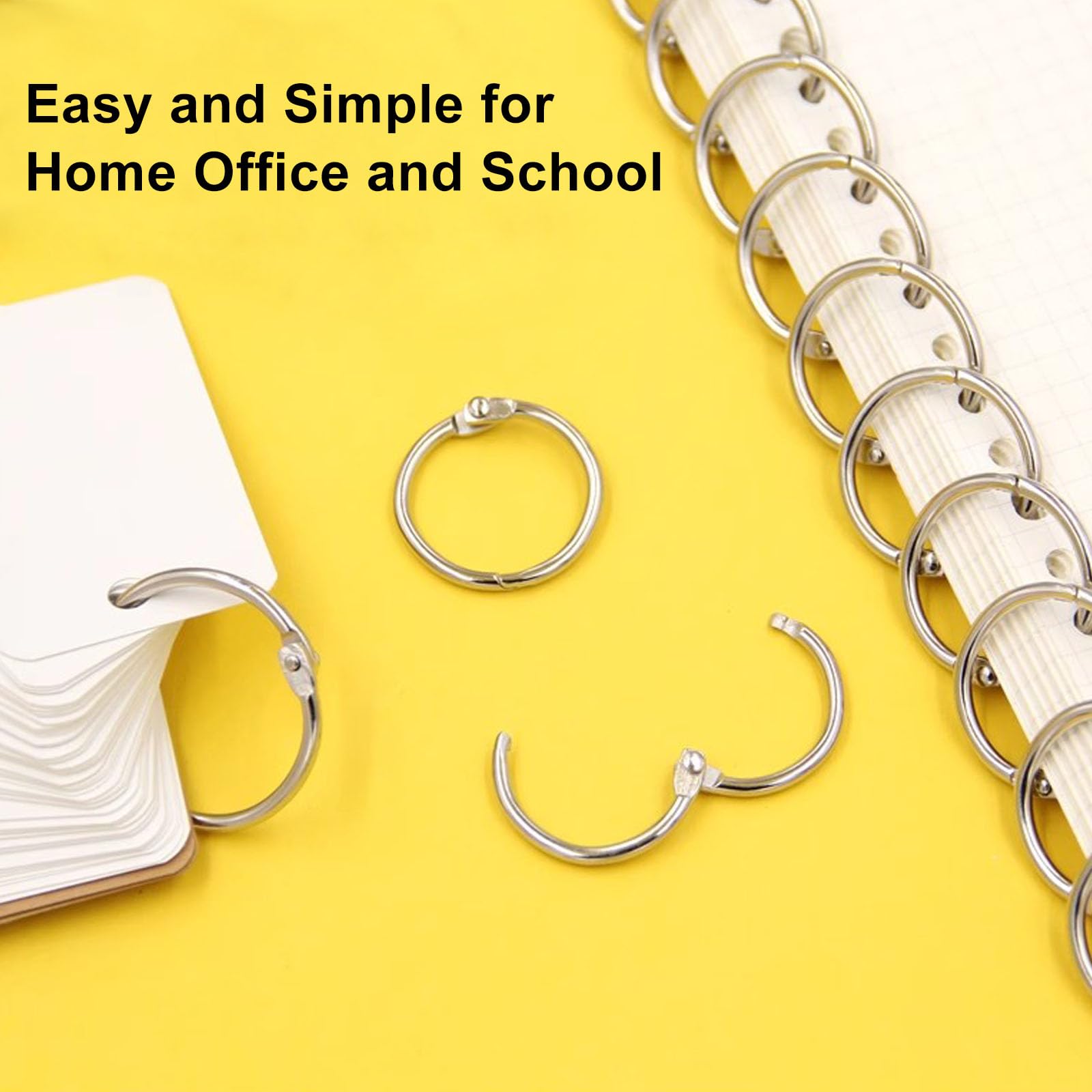 Small Binder Rings Assorted Sizes (0.5, 1, 1.2 Inch) - 36pc Metal Book Rings for Index Cards, Flash Cards & Loose Leaf Paper - Durable Ring Clips for School, Office & Craft Organization