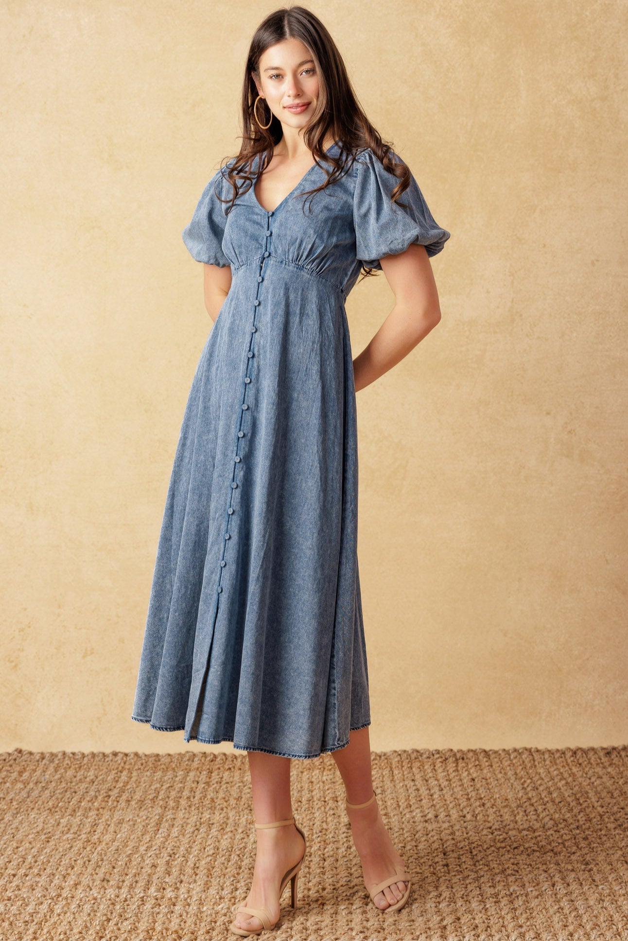 Forever Mine Lightweight Denim Midi Dress for Women - Casual Summer Outfit, Beach Wear & Boho Style Fashion