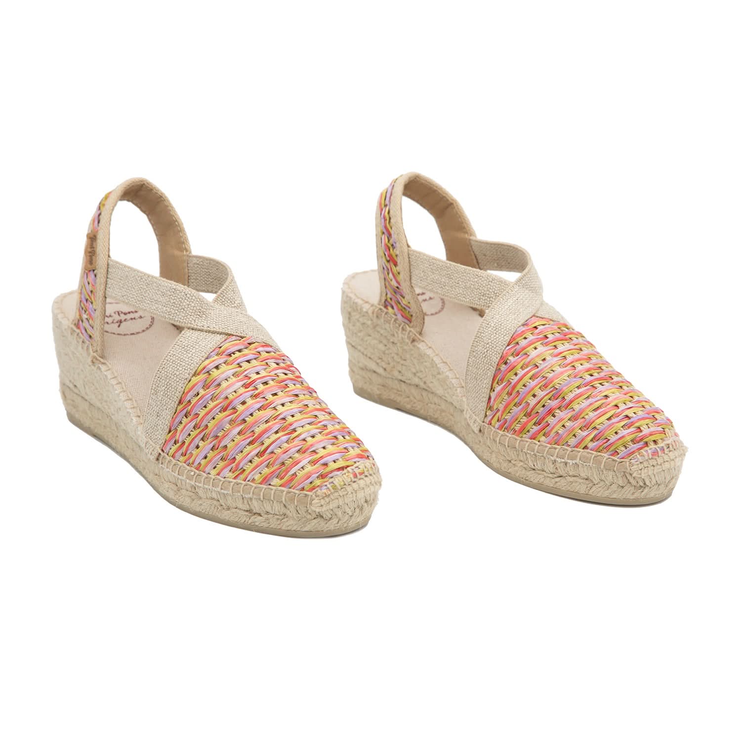 Women's Vegan Multicolored Raffia Wedge Espadrilles - Comfortable Summer Sandals for Beach, Vacation & Casual Outings
