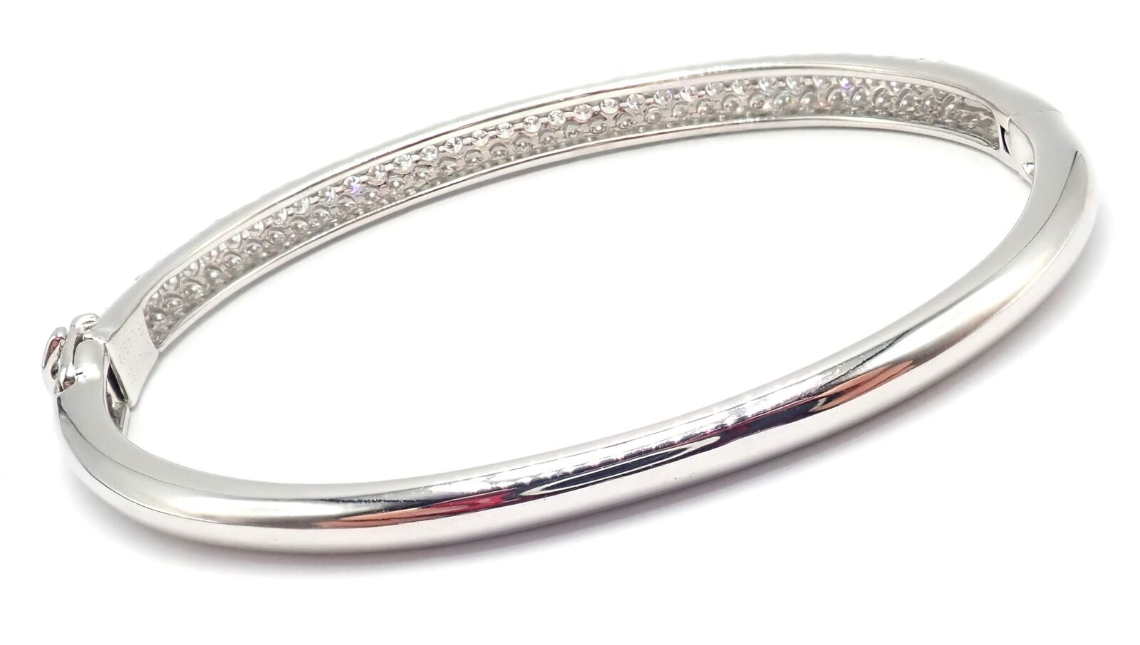 Authentic Van Cleef & Arpels Eve 18k White Gold Diamond Bangle Bracelet - Luxury Jewelry Gift for Women, Elegant Paper Box Packaging - Perfect for Anniversaries, Weddings & Special Occasions